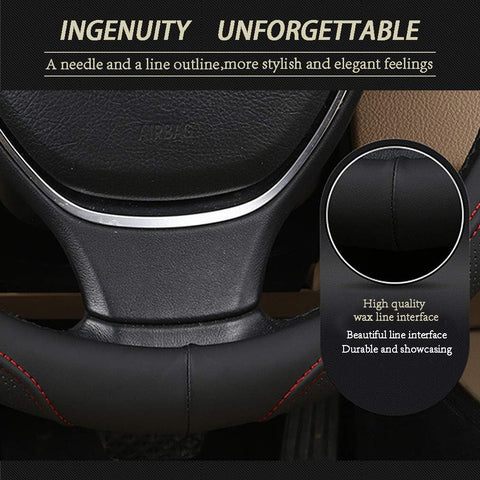 Car Steering Wheel Cover Soft Microfiber Anti-Slip Black Red