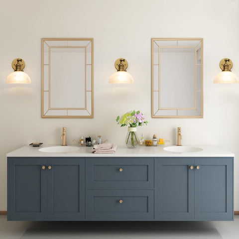 1-Light Vintage Wall Sconce with Milk White Glass Shade, Adjustable Indoor Lamp