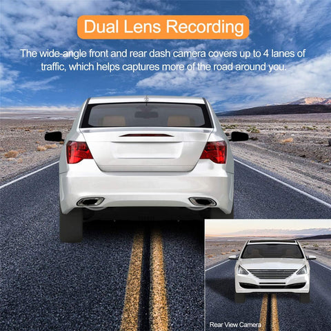 ORSKEY Dual Dash Cam Front and Rear 1080P Full HD Car Camera with Sony Sensor, 170° Wide Angle, Loop Recording, G-Sensor, Parking Monitor & 32GB SD Card Included