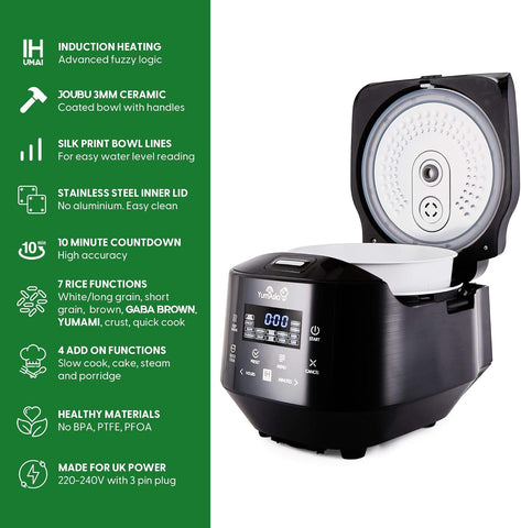 Yum Asia Bamboo IH Rice Cooker 1.5L – Ceramic Bowl & LED Touch – UK/EU