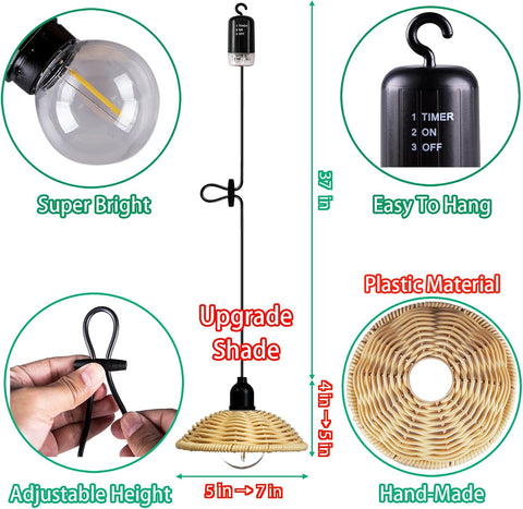 3 Pack Battery Operated Pendant Lights, 7 Inch Waterproof Outdoor Chandeliers