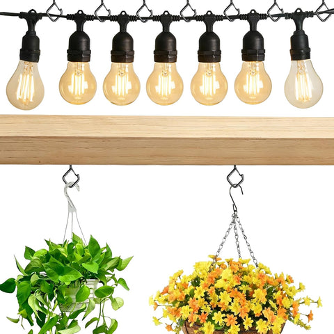 Heavy Duty Eye Screw Hooks for Hanging – Ceiling Hooks for Hanging Plants & Outdoor String Lights, Safety Lock Screw-in Hooks, Black 36 Pcs – Hang It Securely, Style It Your Way