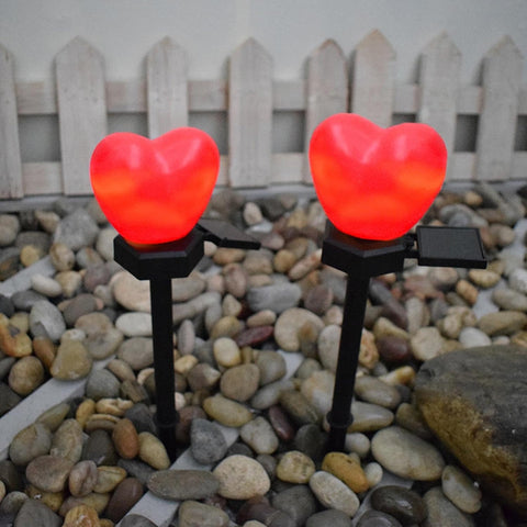 LED Solar Heart Garden Stake Light, Outdoor Décor Yard Patio, Romantic Outdoor Lawn Light | Driveway Balcony Illuminating Nights with Love Waterproof Garden Illumination Elegance Dusk-to-Dawn