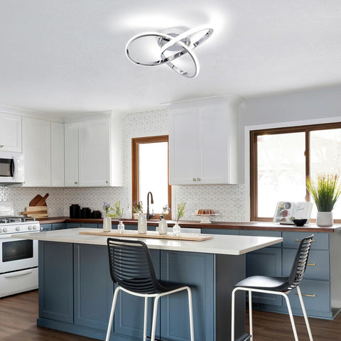 Dimmable LED Ceiling Light 42W with Remote, Modern Silver Lamp 40cm