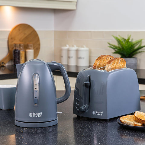 Russell Hobbs Textures Electric Kettle 1.7L – 3kW Fast Boil Cordless Grey Kettle with Perfect Pour Spout & Removable Anti-Scale Filter