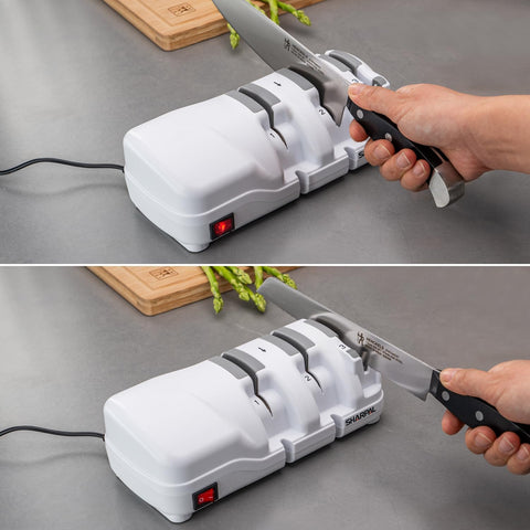 Electric Knife Sharpener – 3-Stage Professional Sharpening System | Diamond Wheels | For Straight & Serrated Knives | Razor-Sharp Results Fast