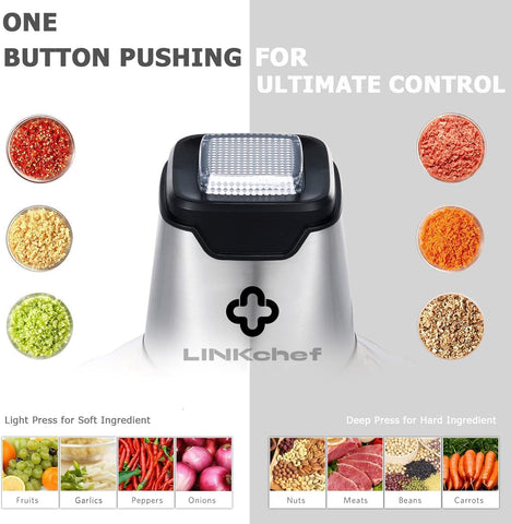 LINKChef Mini Food Chopper – 400W, 1.2L Stainless Steel Bowl, 4 Blades, Electric Processor for Meat, Vegetables & Baby Food