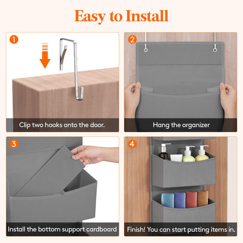 Lifewit Over The Door Storage Organiser – 4-Shelf Hanging Wardrobe Storage, Grey