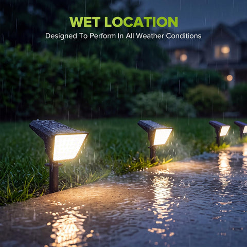 UME 4 Packs Garden Solar Lights Water-Resistant, 28‑LED 3000K Solar spotlights Garden, Dusk‑to‑Dawn Solar Spotlight for Yard, Lawn, Walkway, Driveway