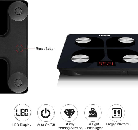 USB Rechargeable Smart Body Fat Scales – Digital Bluetooth Bathroom Weighing Scale with Baby Mode, BMI & Body Composition Monitor