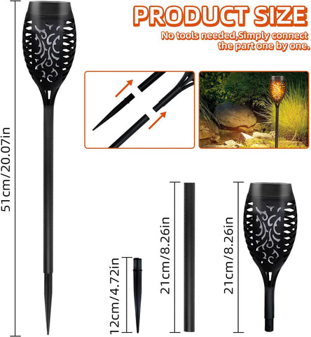 CNMTCCO Solar Flickering Flame Lights - 6 Pack Outdoor Garden Solar Lights, Waterproof Torch Landscape Lighting for Patio, Pathways, Lawn, Yard Decoration