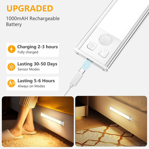Under Cabinet Kitchen Lights Rechargeable 64 LED 20.5cm 3 Colour Temperature 2 Pack – Bring the Right Light to Every Corner