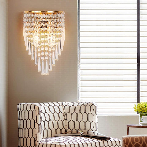 Sparkling Crystal Wall Lamp Vintage Gold E27