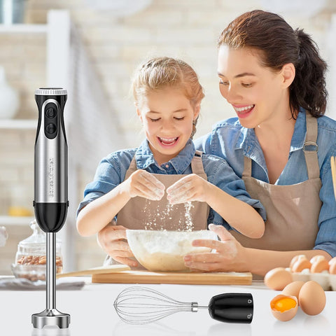 Hand Blender 2-in-1 Stick Blender with Whisk | 1000W Powerful Handheld Blender, 20-Speed + Turbo, Stainless Steel for Smoothies & Soups HB3204