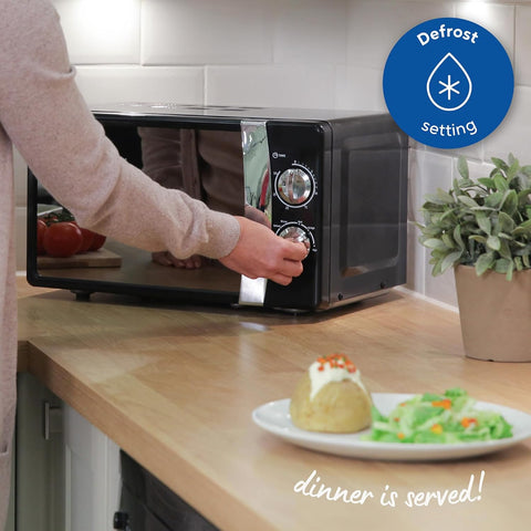 17L 700W Black Solo Microwave with Timer, 5 Power Levels & Defrost