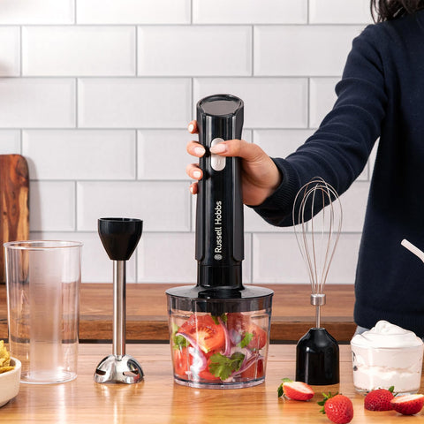 3-in-1 Hand Blender & Electric Chopper – 700ml Beaker, 500ml Bowl, Whisk, 2 Speeds + Pulse, Stainless Steel – Matte Charcoal