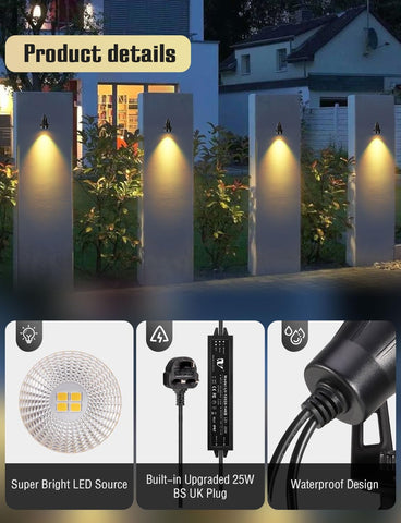 Garden Spotlights Mains Powered,1600LM LED Garden Spike Lights with 21M Cable,IP65 Waterproof Extendable Outdoor Spotlights for Pathway Lighting Lawn Path Yard Driveway (6Pack Warm White)