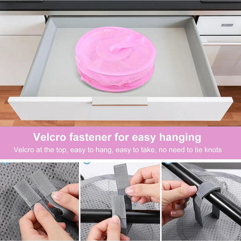 Hanging Mesh Storage Basket, 2 Pack, 5-Tier Foldable Toy Organiser in Pink – Make Room for More Play
