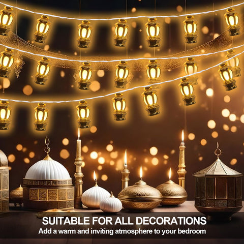 Ramadan Eid Mubarak String Lights – 5.4ft LED Fairy Lights with 10 Warm White LEDs, Battery Powered Indoor & Outdoor Decoration