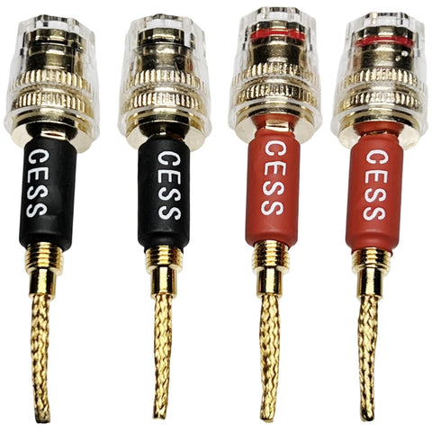 220 Pin Banana Plug to 4mm Female Banana Jack/Speaker Wire, 4 Pack (Braided-Type to 4mm)