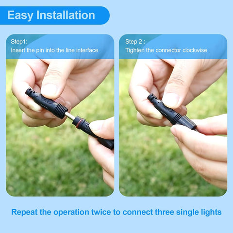 ECOWHO Garden Pathway Lights 3 Packs with 3m Wiring Cable Spike Lamps Without Adapter, Only Extension Path Lights Cool White Pathway Lighting (No Plug)