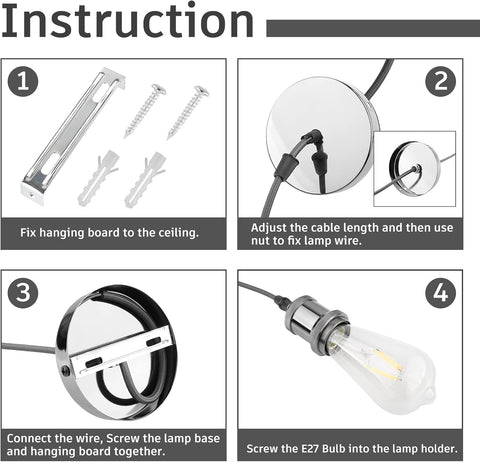 Step-by-step installation instructions for a ceiling light fixture.
