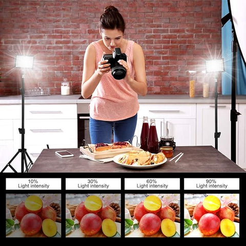 Pack of 3 70LED Video Light with Adjustable Tripod Stand in UK - 360° Rotatable, 3 Lighting Modes Color Filters, 5600K USB Studio Lighting Kit for Tablet/Low Angle Shooting, Collection Portrait, YouTube Photography