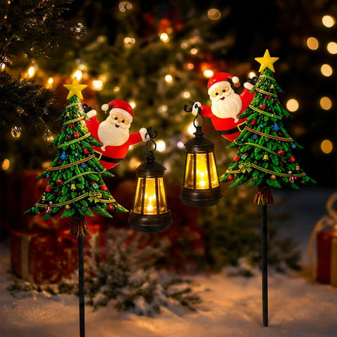 Christmas Stake Lights Solar Santa Tree Festive Path Lighting
