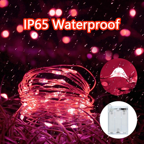 Red Fairy String Lights 5m with 50 LEDs – Battery Operated Waterproof Micro Lights for Decor