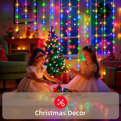 300 LED Christmas Curtain Lights 3m x 3m Multicolour - Waterproof Plug-In Fairy Lights with Remote, Timer & 8 Modes for Indoor & Outdoor Decorations - Turn Any Space Into a Celebration