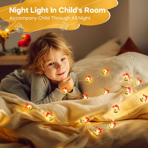 3M 30 LED Mushroom Fairy String Lights | Battery Operated Cute Room & Garden Decor for Bedroom, Party, Wedding & Christmas