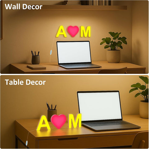 LED Light Up Letter N – USB Colour Changing Night Light with APP, Gift for Girls, Teens, Mum, Bedroom Decor, Wall/Table Display, Birthday & Christmas