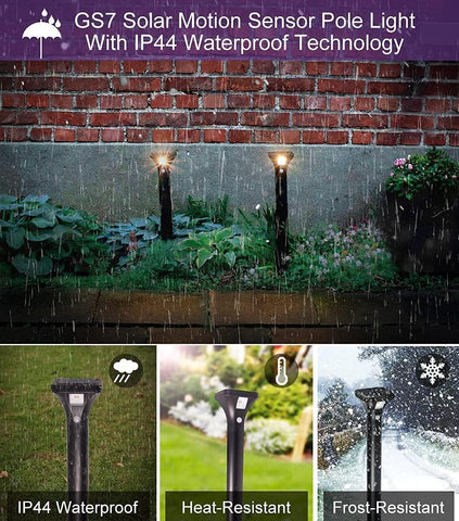 AURAXY LED Motion Sensor Pathway Lights - Solar Powered, Waterproof, Warm White (4 Pack) for Outdoor, Backyard, Garden, Driveway
