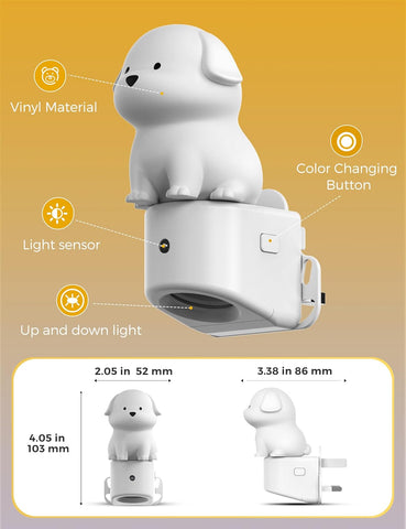 White bear-shaped light fixture with features highlighted on a yellow background