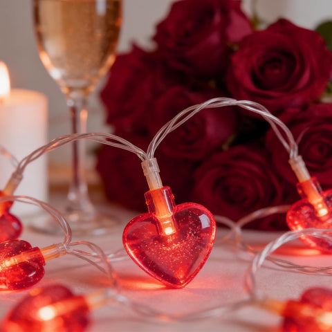 Valentine Heart LED String Lights, 1.5m Battery Operated Red Love Fairy Lights for Indoor Décor