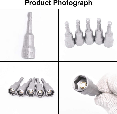 14 Pcs Magnetic Hexagon Socket, 6-19mm Hex Shank Magnetic Nut Setter Driver, Hex Drill Bits,1/4 Inch Magnetic Drill Bit Set, Used to Electric Screwdriver Handle Tools