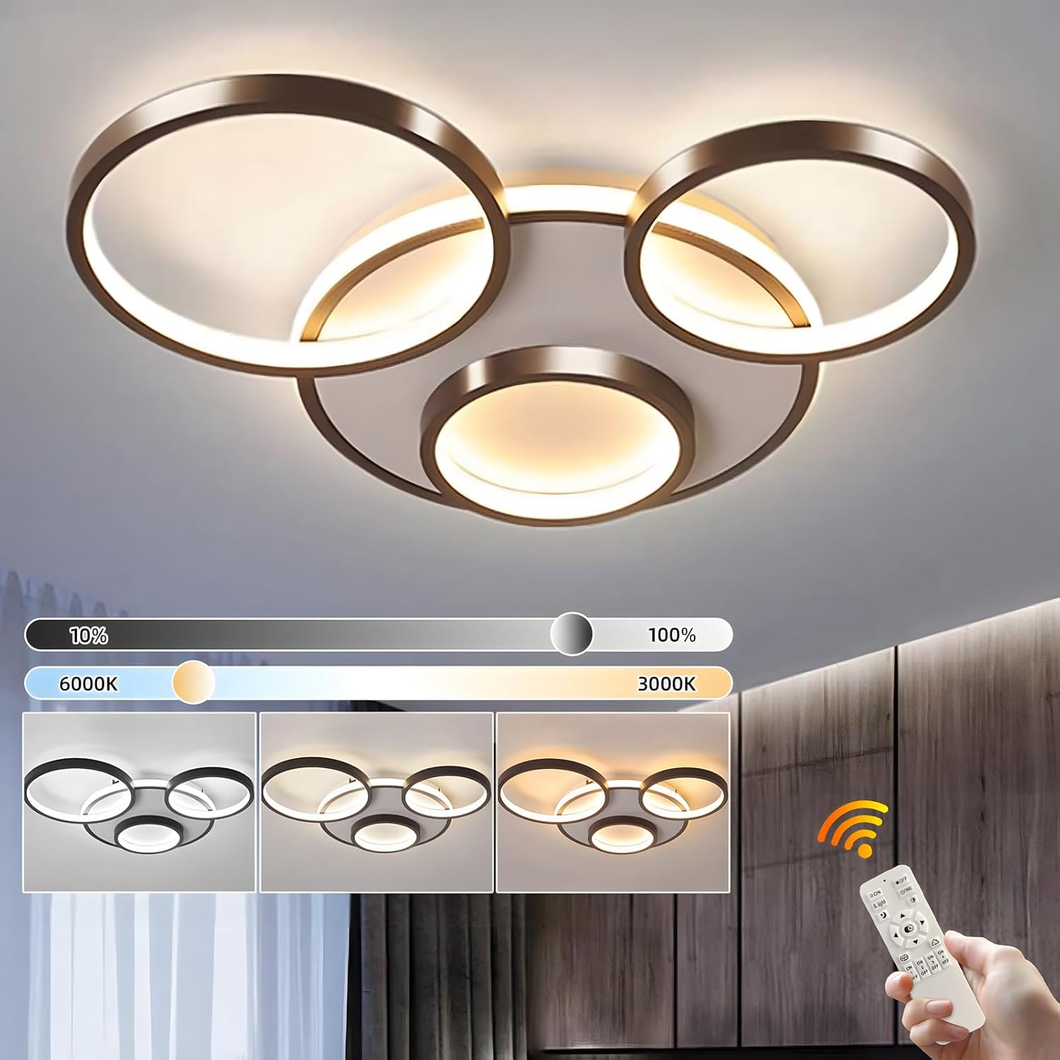 Modern LED ceiling light Ø53cm black