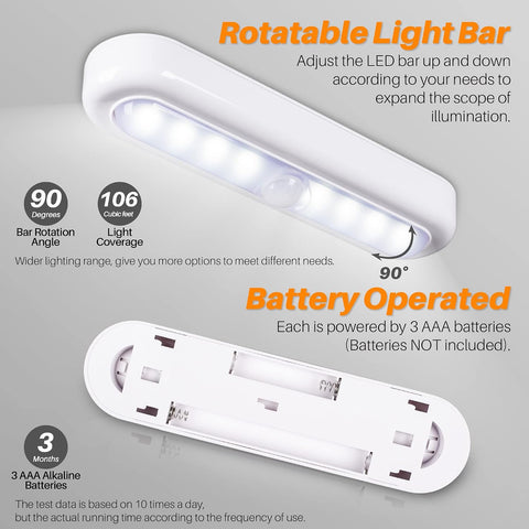 STAR-SPANGLED 7” LED Motion Sensor Lights Indoor, 3 Pack – Battery Operated Under Cabinet & Closet Lights, Cool White, 80 Lumen - Let Every Late-Night Trip Find Its Way