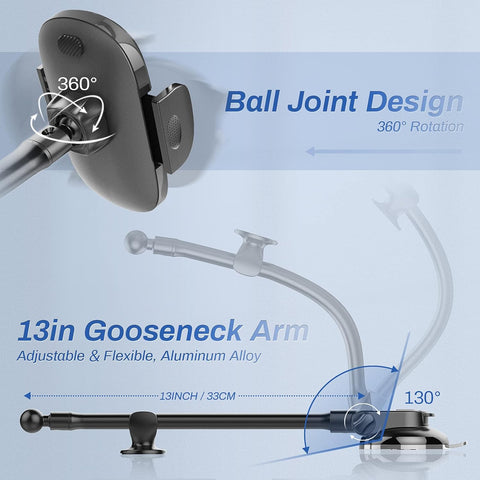 OQTIQ 13 Inch Gooseneck Car Phone Mount