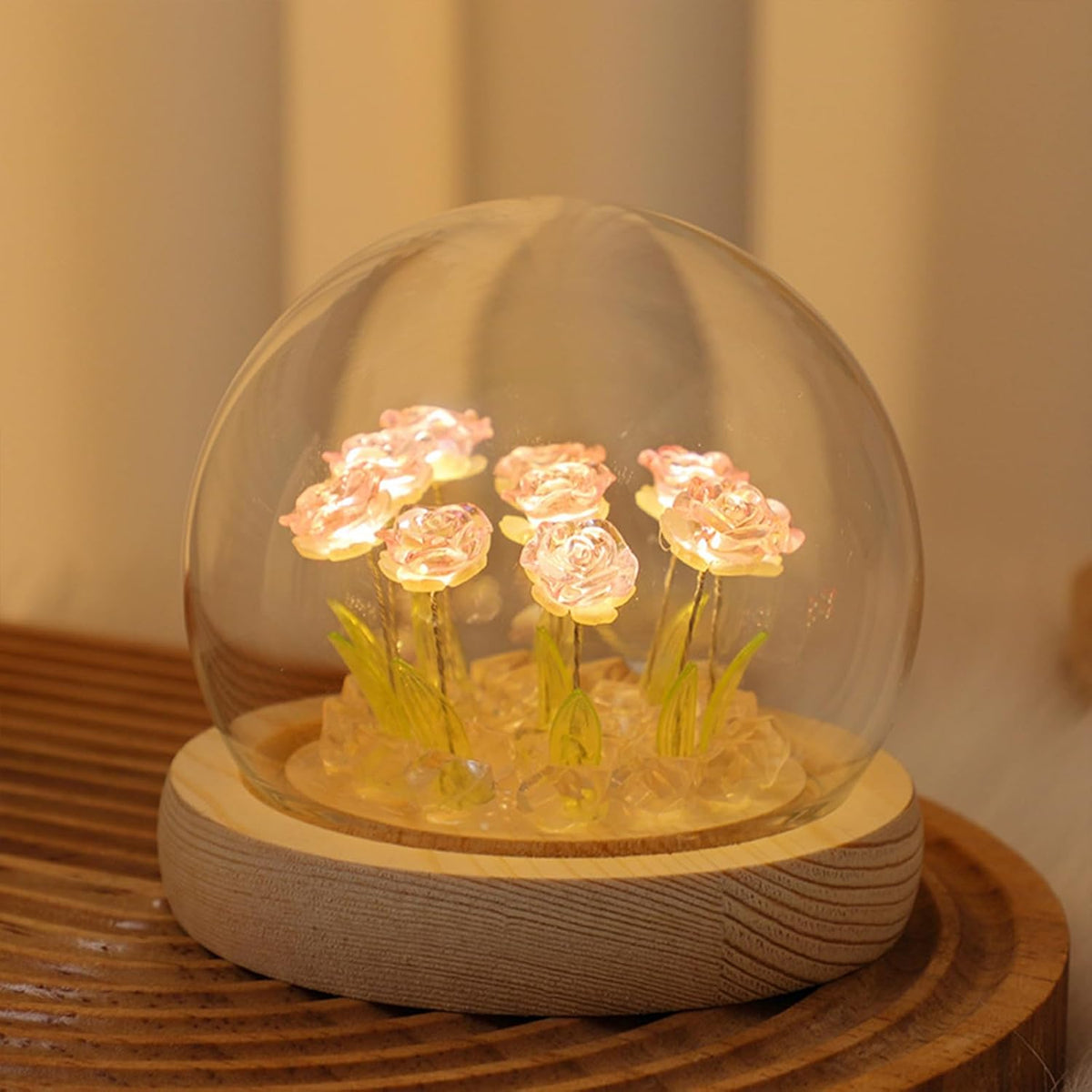 Rose Flower Night Lamp with Soft LED Light – Cute Battery Powered Bedroom Decor Gift