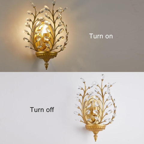 Ganeed Crystal Wall Light 1-Light Gold Vintage E14