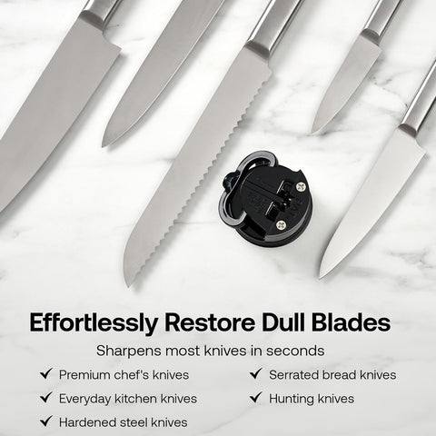 AnySharp Knife Sharpener – PowerGrip Suction Base | Hands-Free Safety | Sharpens All Kitchen Knives | Ideal for Hardened Steel & Serrated