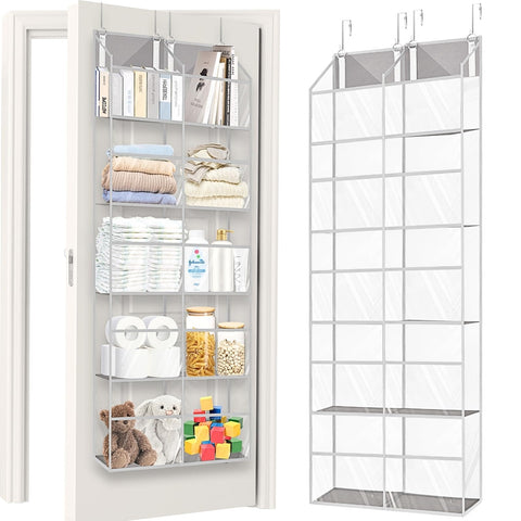 Ofiray-Home Over The Door Storage Organiser – 5-Tier, 10 Compartments, Pink Hanging Storage with 10 Side Pockets