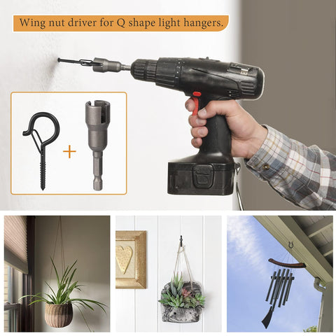 Screw in Hooks with Safety Buckle, (Black-32 PCS) | 7 Pcs Black Ceiling Hooks, Outdoor Garden Hooks for Christmas Lights,Rope Lights,Fairy Lights,Hanging Plants,Bird Feeders