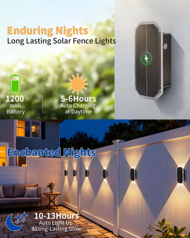 BRIMAX 6Pack Solar Wall Lights Outdoor,Up and Down Solar Fence Lights