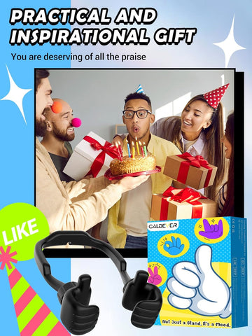 Black Thumbs Up Phone Stand – Lazy Desk Holder for iPhone & Smartphones