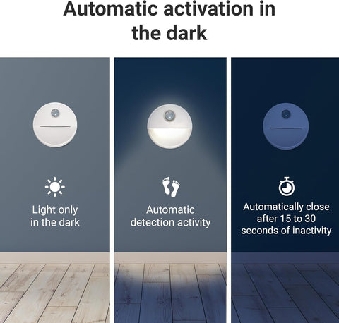 Motion Sensor Night Light Pack of 3 – Battery LED Stick-On Cold White