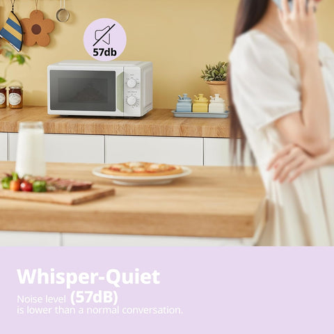 17L White & Sage Green Mini Microwave Oven with InverTech & Defrost