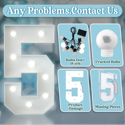 3FT Light Up Numbers Birthday Decoration Large Marquee Numbers 5 for 15th 50th Birthday Party Decor Wedding, Big Number Frame Foam Cardboard Mosaic Arch Stand Pre-cut Numbers