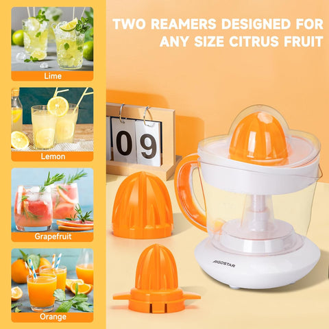 Electric Citrus Juicer 700ml Bowl 2 Cones 2-Way Rotation Filter White